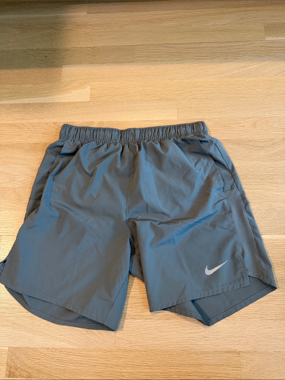 Nike Men’s Gray Athletic Shorts with Reflective Swoosh